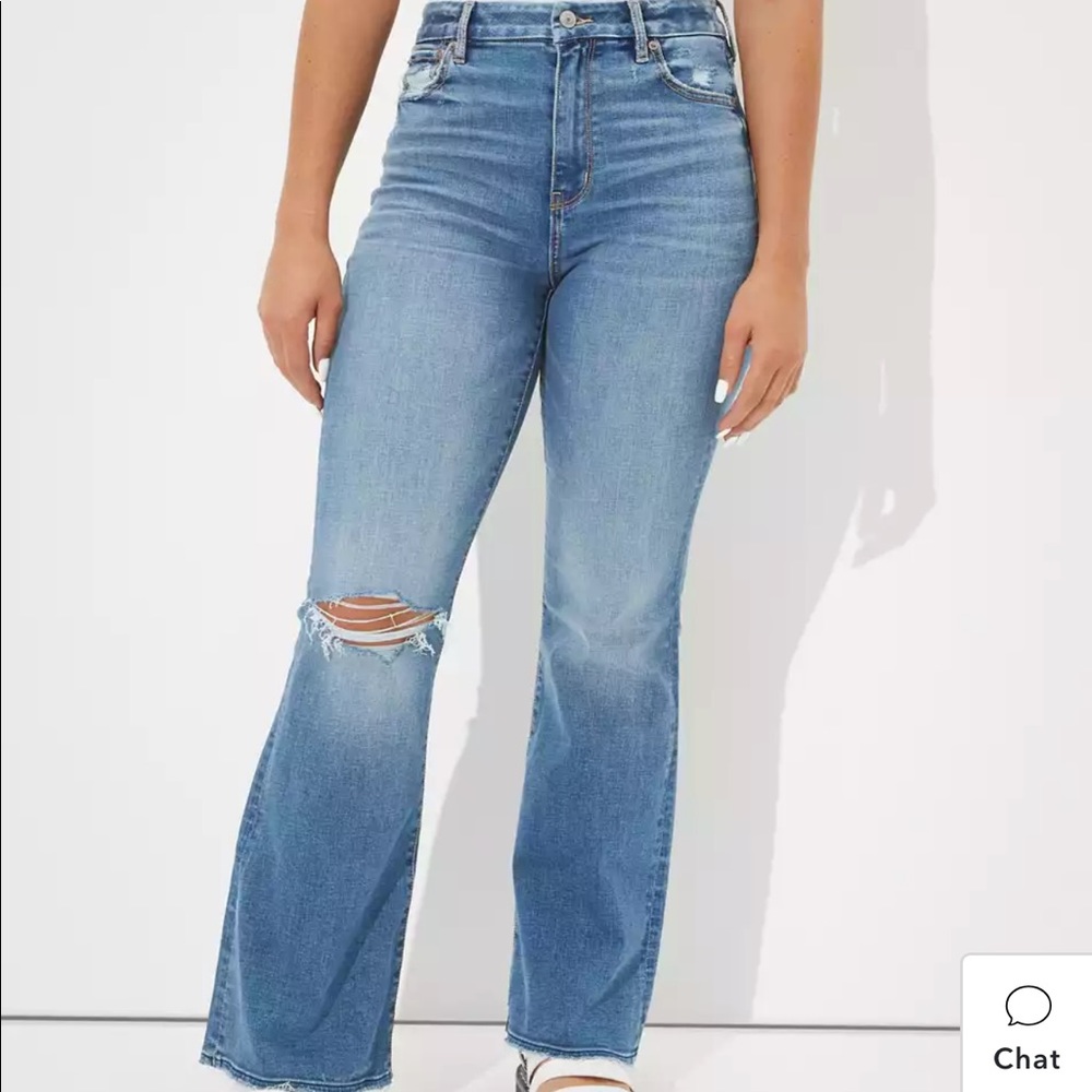 american eagle super hi rise curvy flare jeans size 12